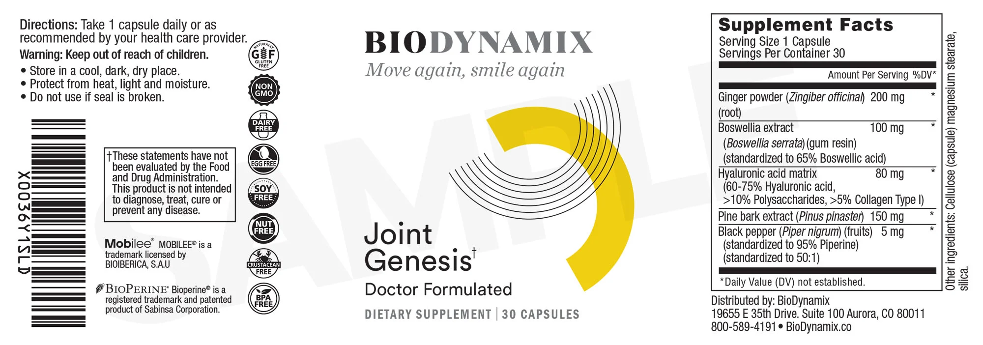 Joint Genesis Product Label